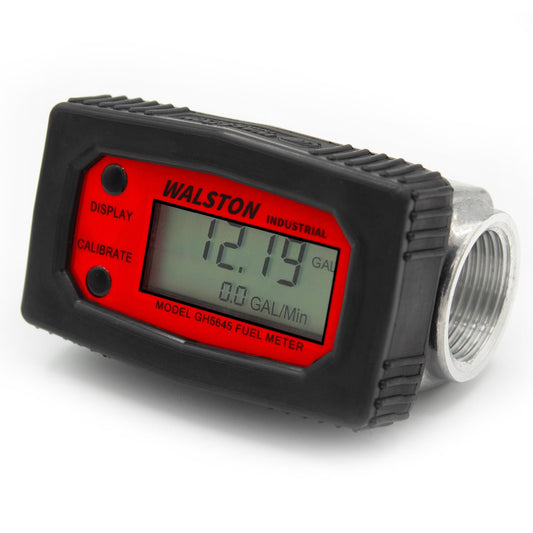 GH-5645 Digital Fuel Meter 1 Inch, Heavy Duty Fuel Meter for Diesel, Gasoline, Kerosine, Lubricants, 1” NPT