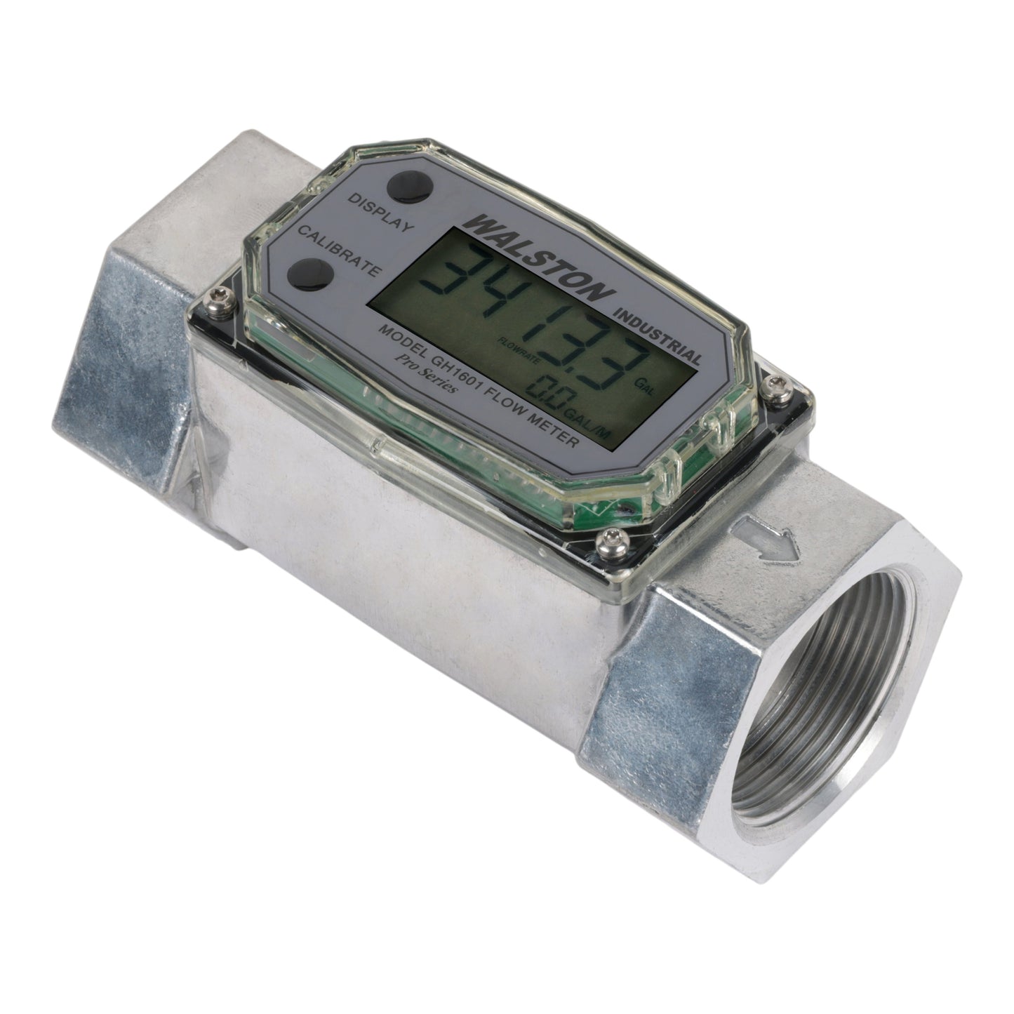 GH1601 Digital Flow Meter, 1.5 Inch NPT Threads, Inline Flowmeter for Fluid Measurement