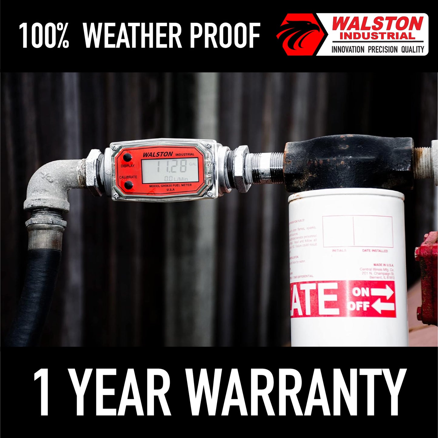 GH-5630 Digital Fuel Meter 3/4 Inch, Diesel Fuel Meter, 3-30 GPM, Diesel, Gasoline, Kerosine, Lubricants, 3/4" NPT