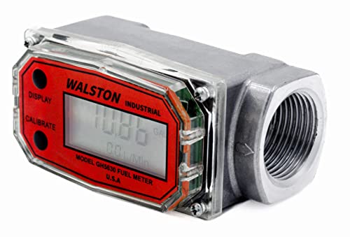 WALSTON INDUSTRIAL GH-5630 Digital Fuel Meter 1 Inch, Fuel Meter for Diesel, 3-30 GPM, Diesel, Gasoline, Kerosine, Lubricants, 1” NPT