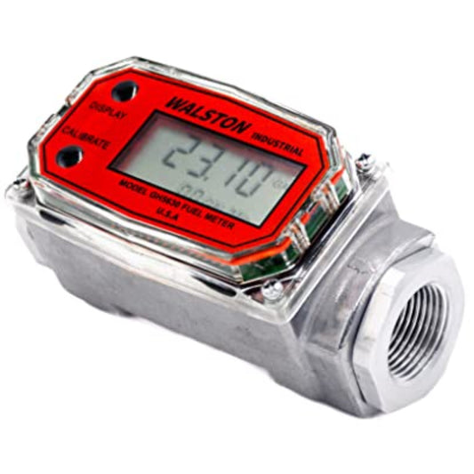 Stainless Steel GH-5630 Digital Fuel Meter 3/4 Inch, Fuel Meter for Diesel, Gasoline, Kerosine, Lubricants, 3/4” NPT