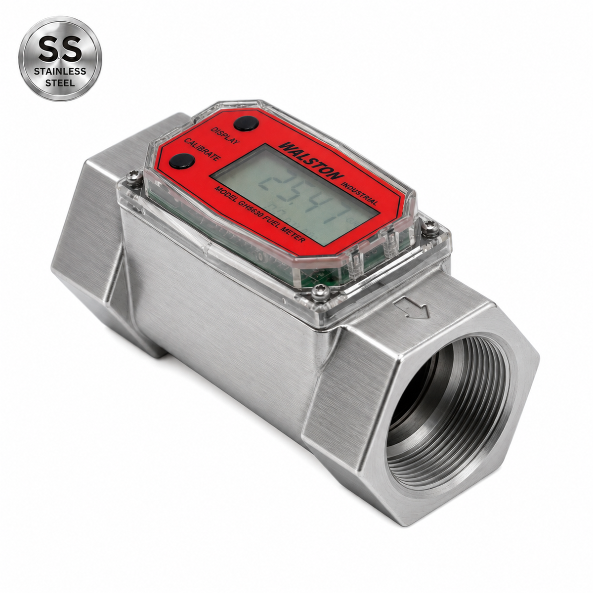 Stainless Steel GH-5630 Digital Fuel Meter 1-1/2 Inch, Fuel Meter for Diesel, Gasoline, Kerosine, Lubricants, 1.5” NPT
