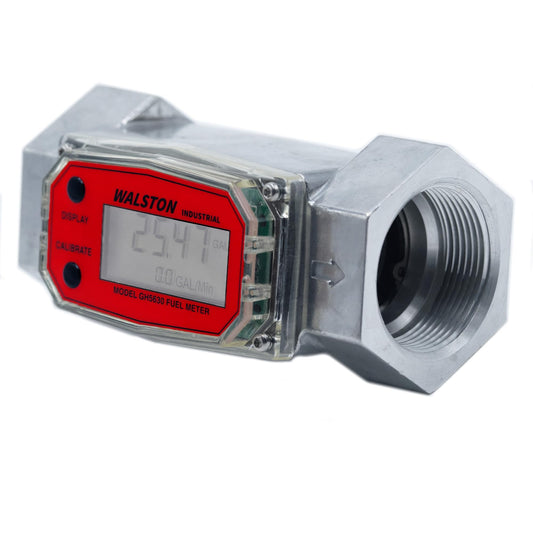 GH-5630 Digital Fuel Meter 1-1/2 Inch, Fuel Meter for Diesel, 3-30 GPM, Diesel, Gasoline, Kerosine, Lubricants, 1.5” NPT