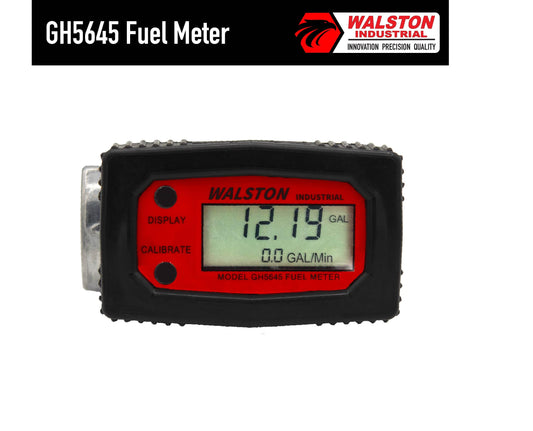 Walston Industrial GH-5645 Digital Fuel Meter 1 Inch, Heavy Duty Fuel Meter for Diesel, Gasoline, Kerosine, Lubricants, 1” NPT