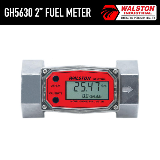 GH-5630 Digital Fuel Meter 2 Inch, Fuel Meter for Diesel, 3-30 GPM, Diesel, Gasoline, Kerosine, Lubricants, 2” NPT