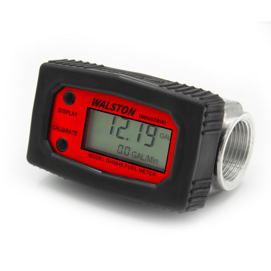 Walston Industrial GH-5645 Digital Fuel Meter 1 Inch, Heavy Duty Fuel Meter for Diesel, Gasoline, Kerosine, Lubricants, 1” NPT