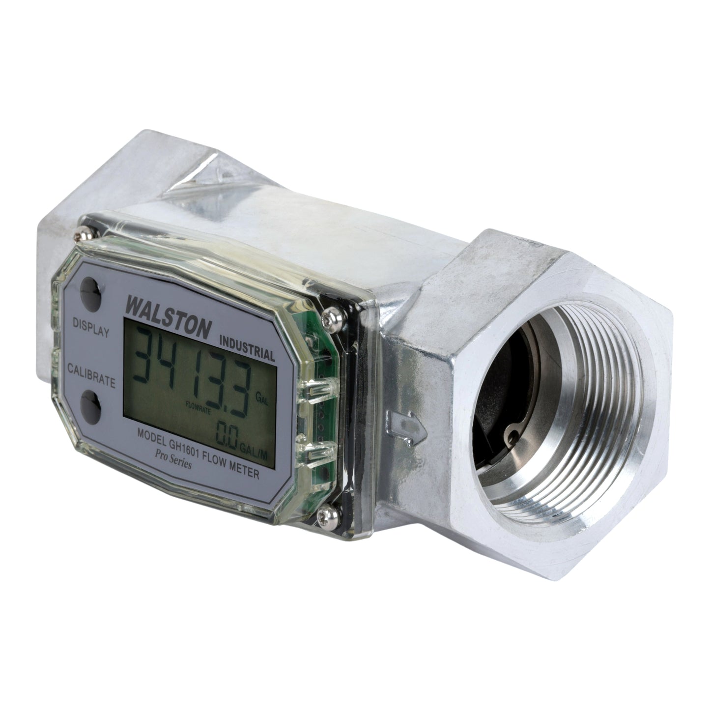 GH1601 Digital Flow Meter, 1.5 Inch NPT Threads, Inline Flowmeter for Fluid Measurement