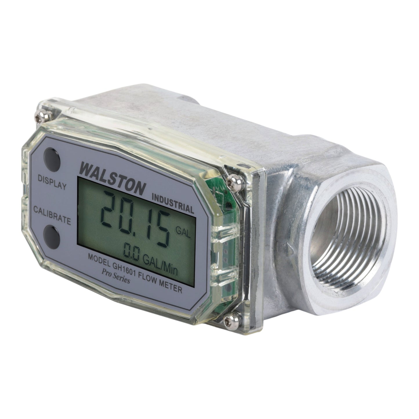 GH1601 Digital Flow Meter, 1 Inch NPT Threads, Inline Flowmeter for Fluid Measurement