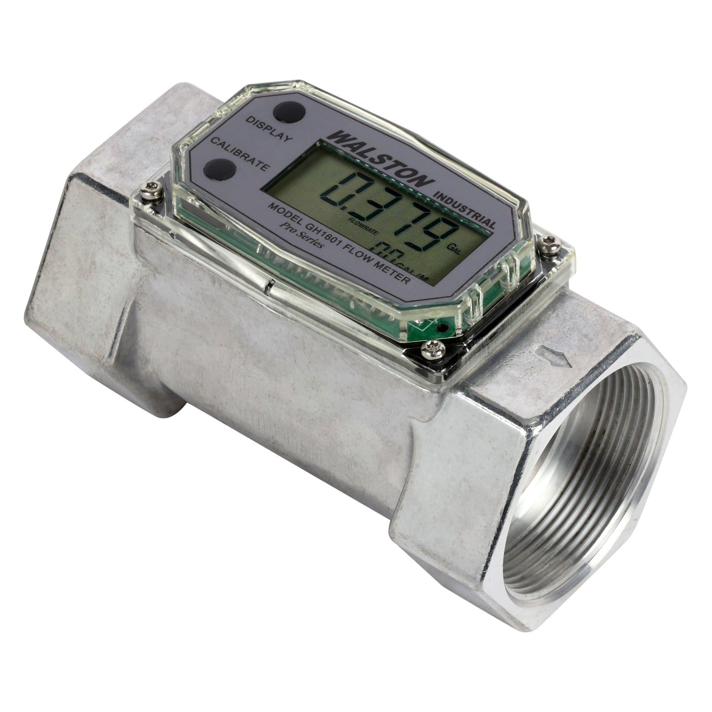 GH1601 Digital Flow Meter, 2 Inch NPT Threads, Inline Flowmeter for Fluid Measurement