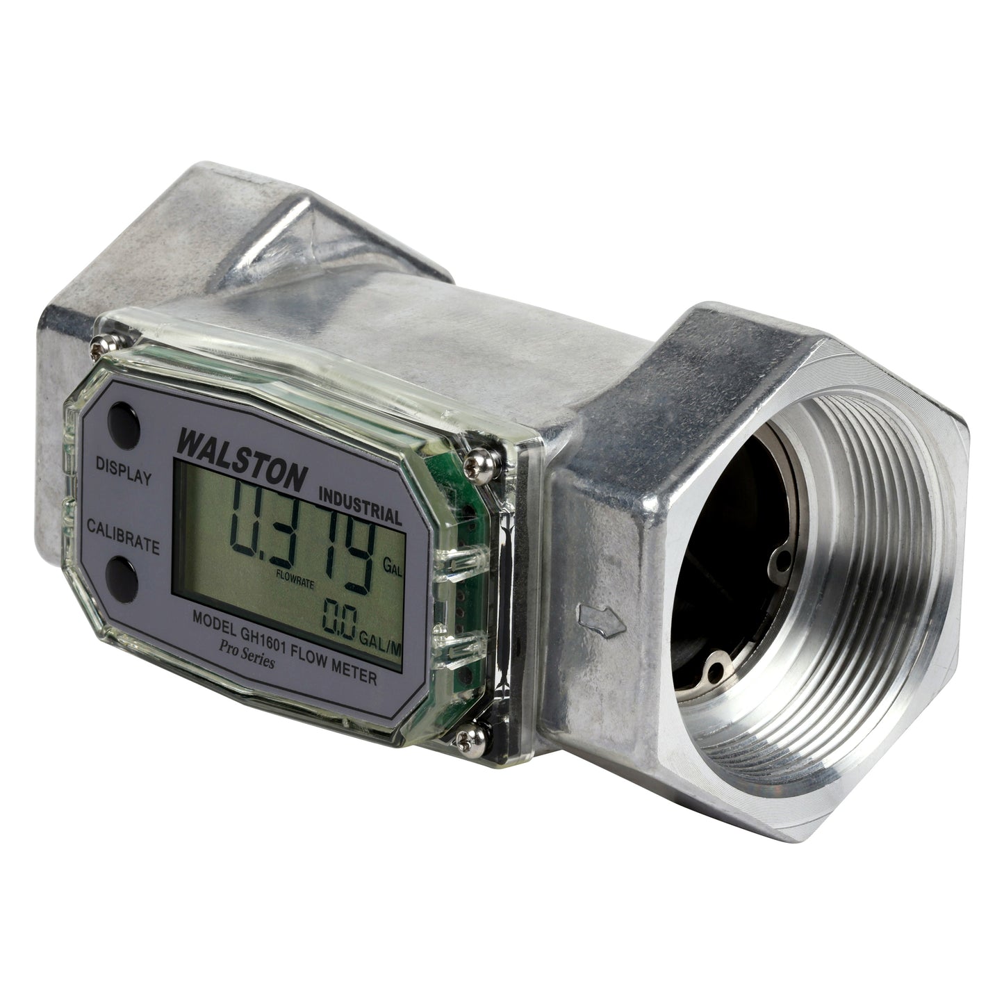 GH1601 Digital Flow Meter, 2 Inch NPT Threads, Inline Flowmeter for Fluid Measurement
