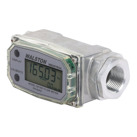 GH1601 Digital Flow Meter, 3/4 Inch NPT Threads, Inline Flowmeter for Fluid Measurement