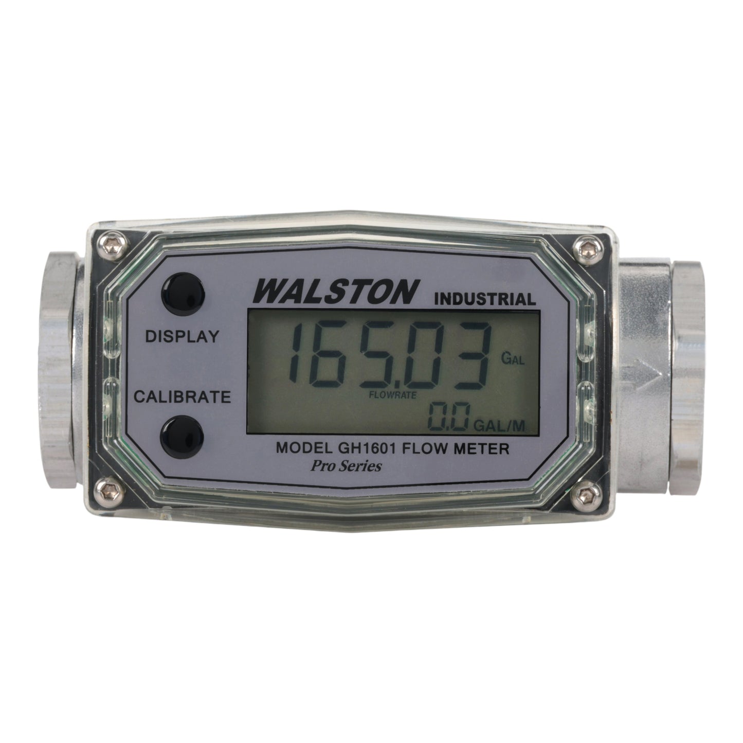 GH1601 Digital Flow Meter, 3/4 Inch NPT Threads, Inline Flowmeter for Fluid Measurement
