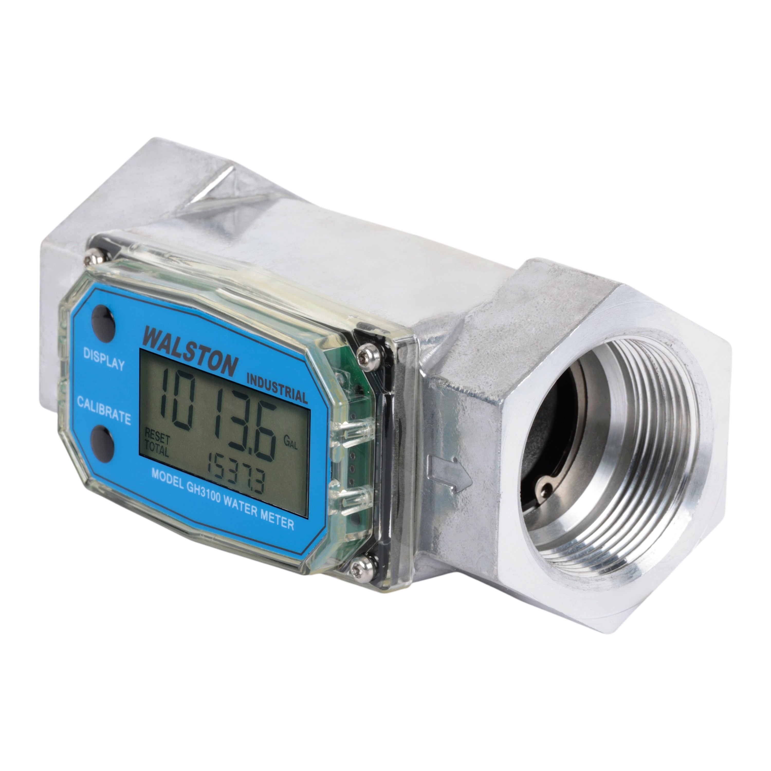 GH3100 Digital Water Flow Meter, 1.5 Inch NPT Threads, Inline Flowmete ...