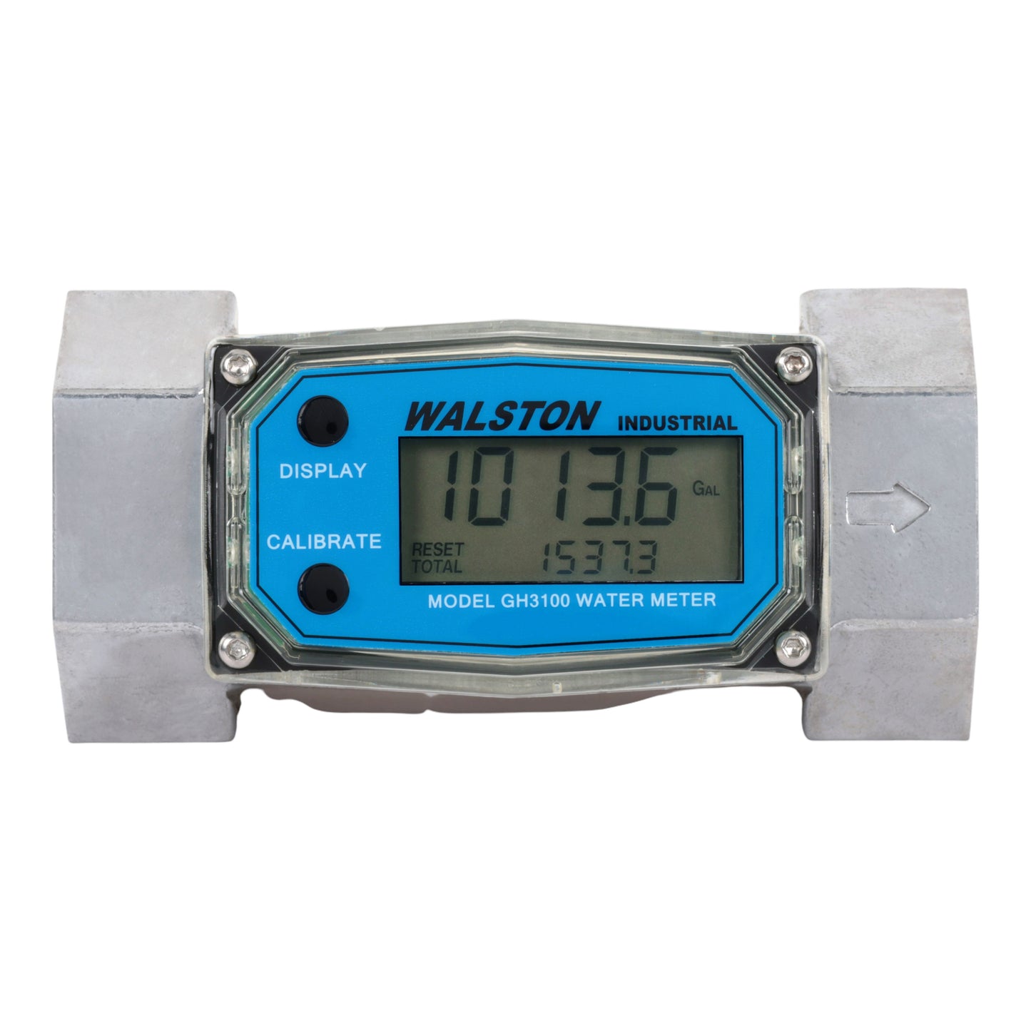 GH3100 Digital Water Flow Meter, 1.5 Inch NPT Threads, Inline Flowmeter for Water Measurement