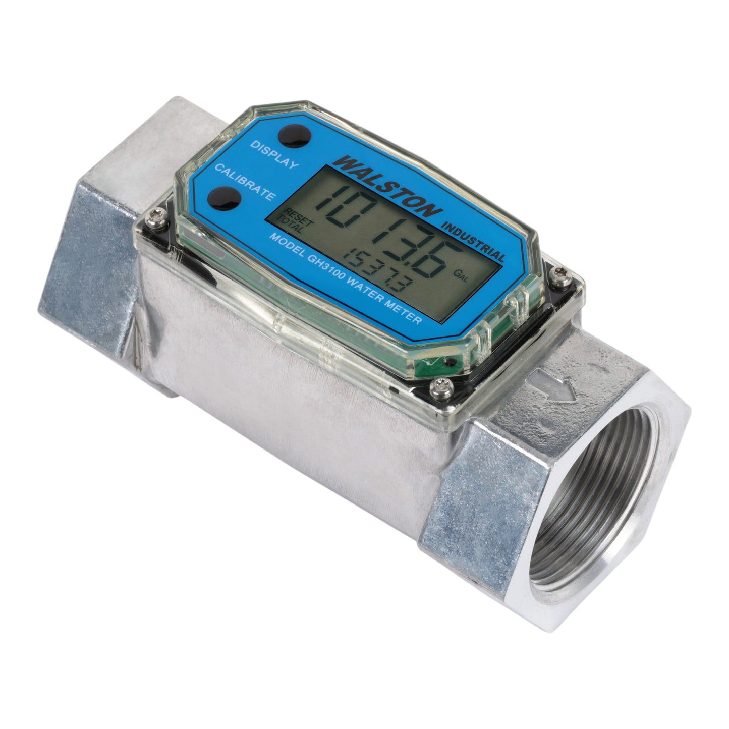 GH3100 Digital Water Flow Meter, 1.5 Inch NPT Threads, Inline Flowmeter for Water Measurement