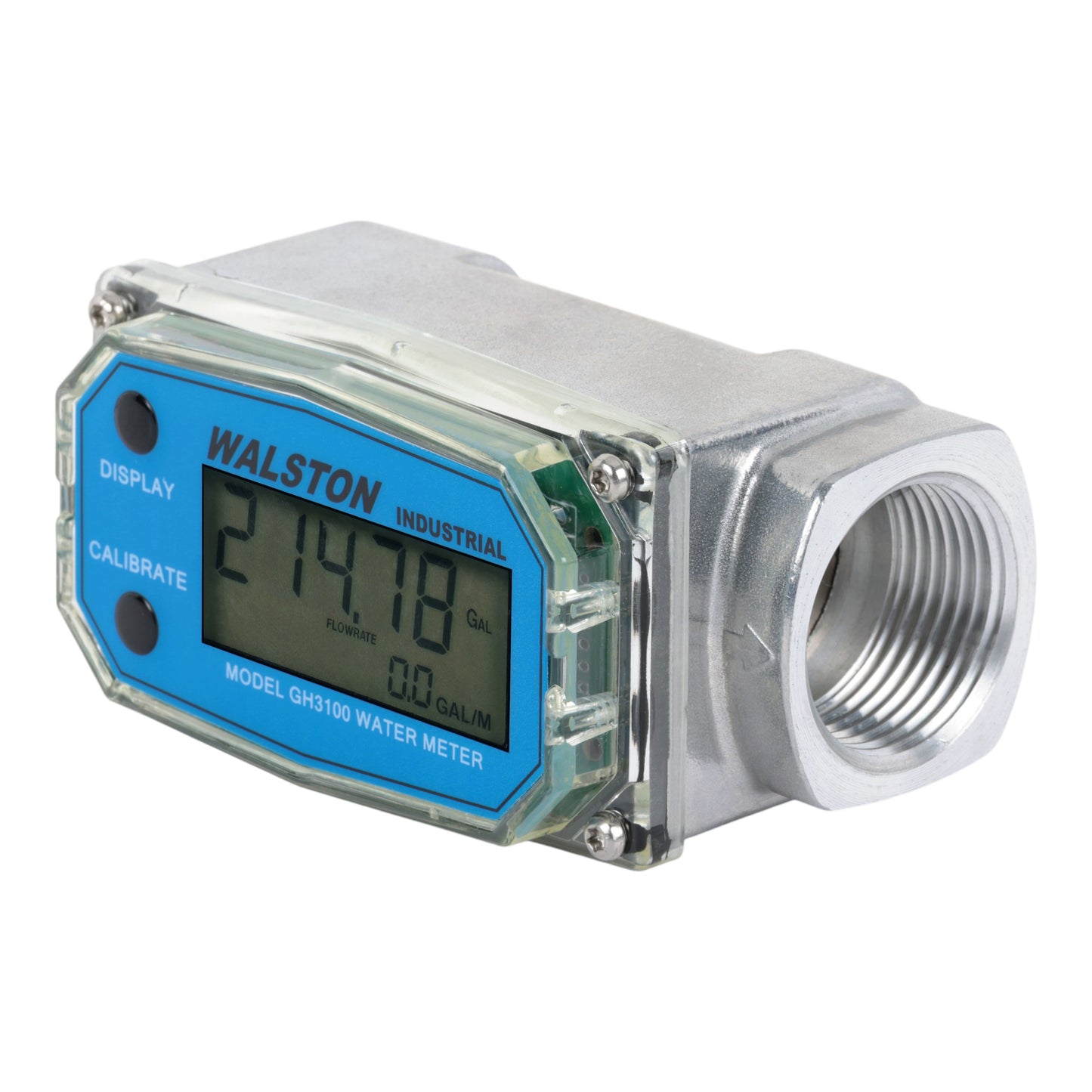 GH3100 Digital Water Flow Meter, 1 Inch NPT Threads, Inline Flowmeter for Water Measurement