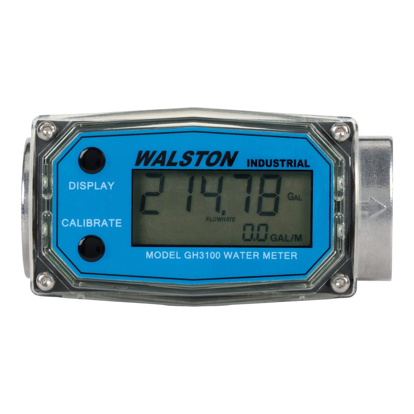 GH3100 Digital Water Flow Meter, 1 Inch NPT Threads, Inline Flowmeter for Water Measurement