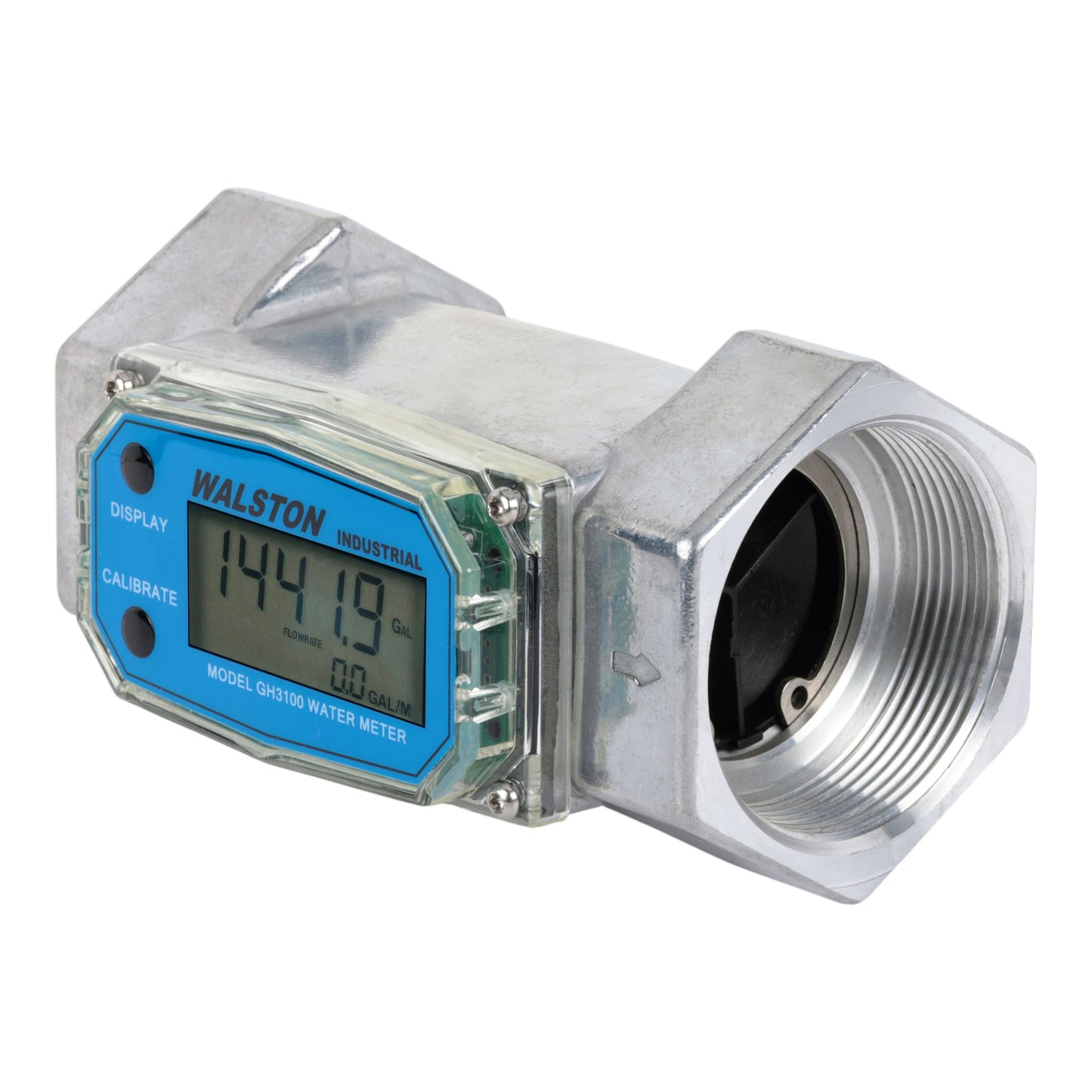GH3100 Digital Water Flow Meter, 2 Inch NPT Threads, Inline Flowmeter for Water Measurement