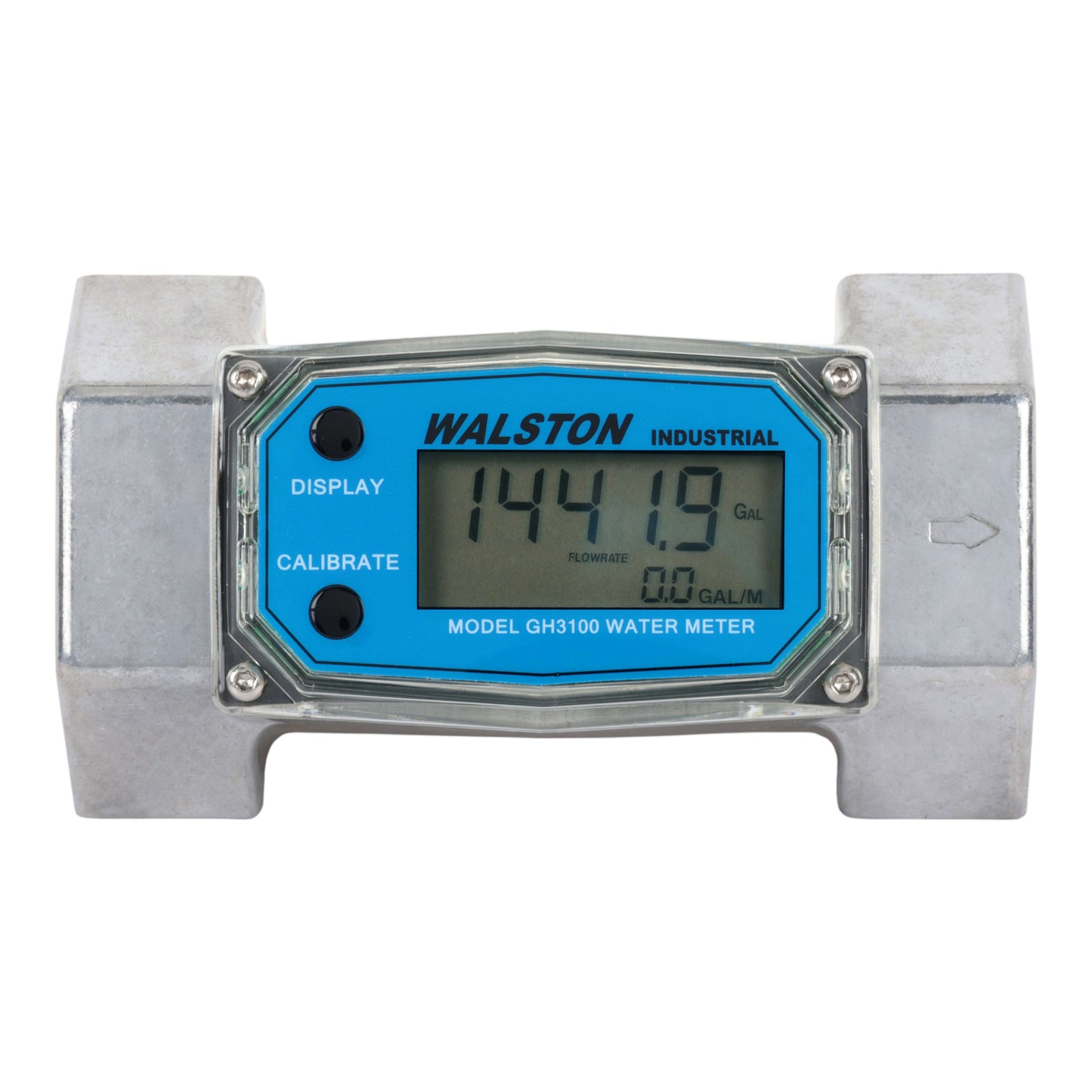 GH3100 Digital Water Flow Meter, 2 Inch NPT Threads, Inline Flowmeter for Water Measurement