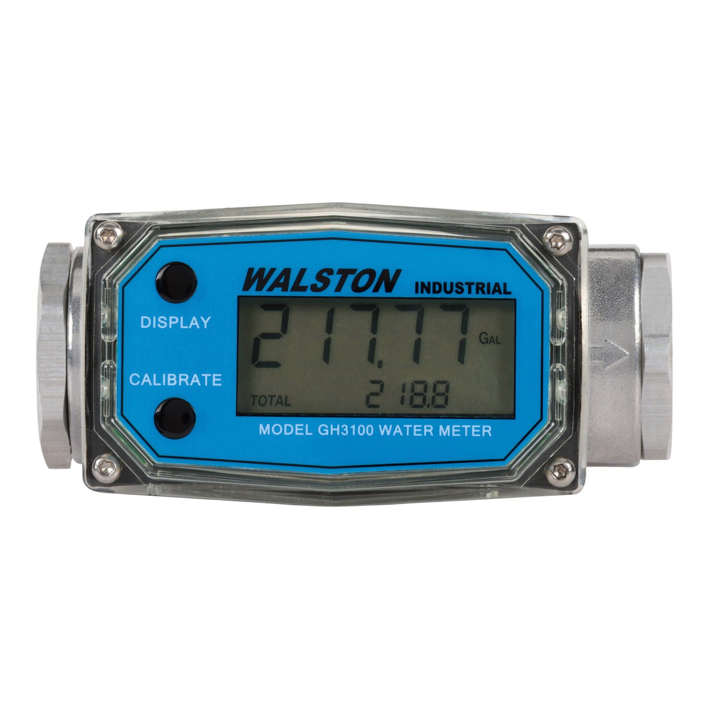 GH3100 Digital Water Flow Meter, 3/4 Inch NPT Threads, Inline Flowmeter for Water Measurement
