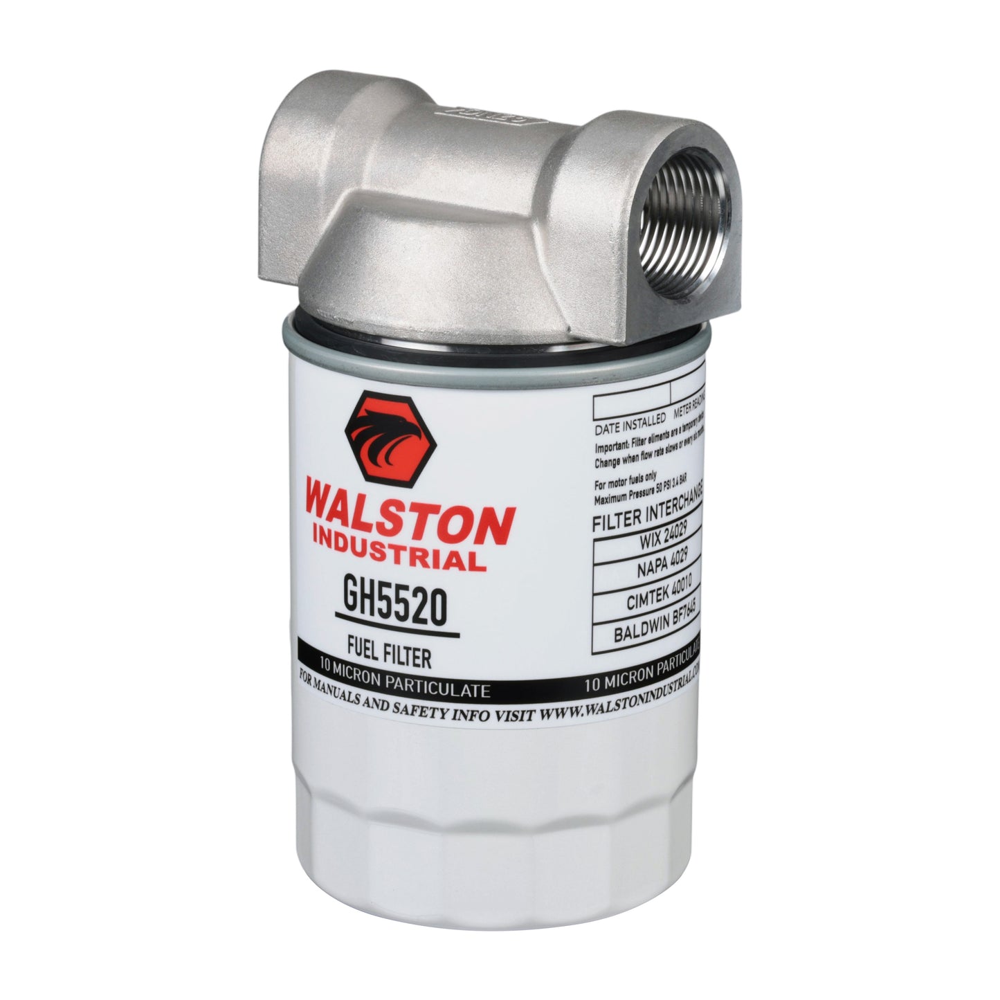 3/4" NPT High Flow Fuel Tank Filter Kit, 20 GPM 10 Micron Spin-On Diesel Transfer Pumps and Storage Tanks GH5520