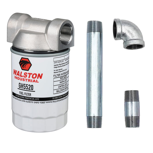 3/4" NPT Filter Complete Kit with Pipe Fittings, 20 GPM 10 Micron Spin-On Diesel Transfer Pumps and Storage Tanks GH5520