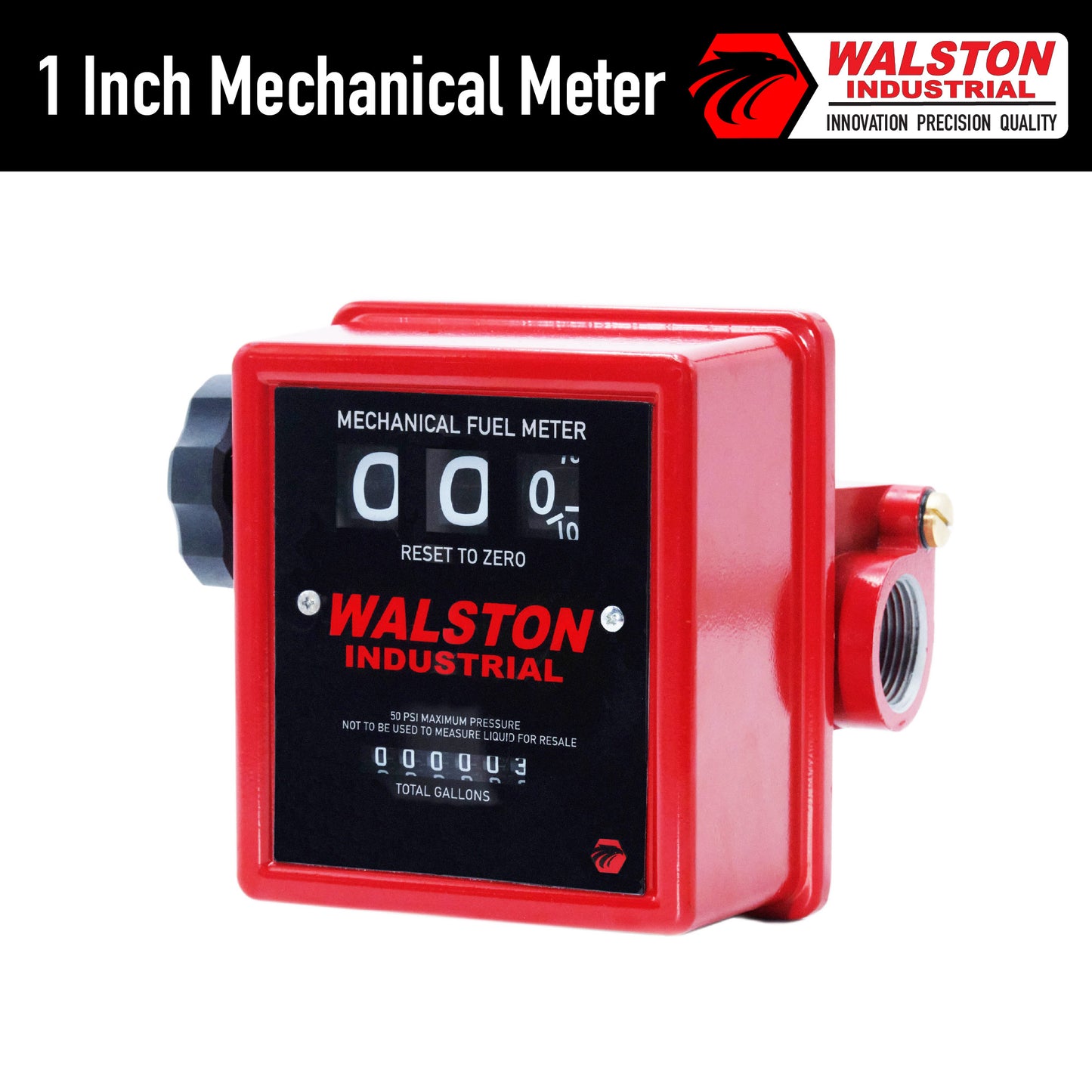 GH-5670 Mechanical Fuel Meter 1-Inch NPT Threads Fuel Counter for Diesel, Gasoline, Kerosine