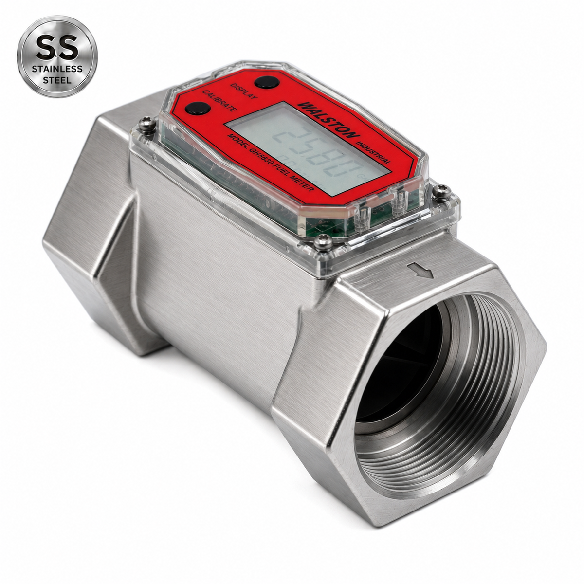Stainless Steel GH-5630 Digital Fuel Meter 2 Inch, Fuel Meter for Diesel, Gasoline, Kerosine, Lubricants, 2” NPT